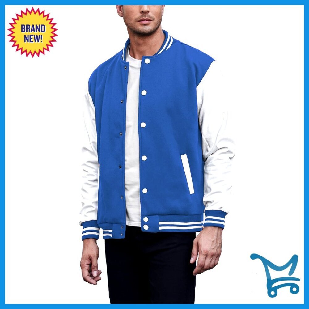 Leather Sleeve Varsity Jacket Slim Fit Bomber Coat Lightweight